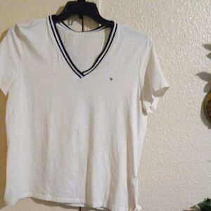 Classic White V-Neck Women's Top